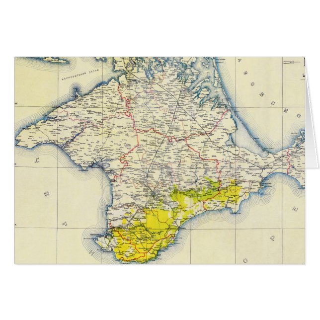 Cartão Mapa do vintage de Crimeia (1922) (Frente Horizontal)
