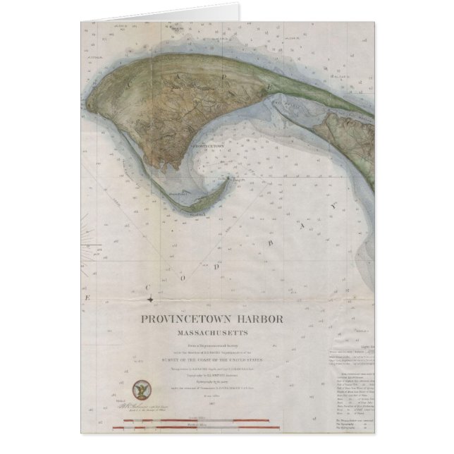 Cartão Mapa do vintage de Provincetown (Frente)