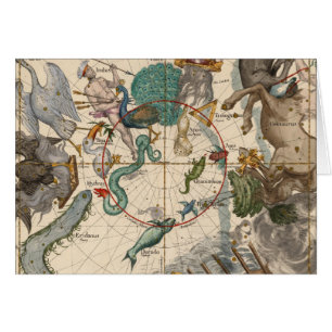 Cartão Mapa do vintage do pólo sul