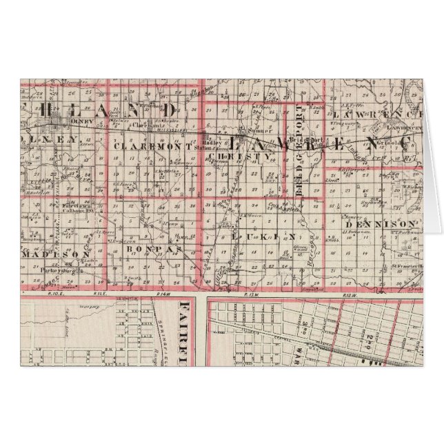 Cartão Mapa dos condados de Richland & Lawrence (Frente Horizontal)