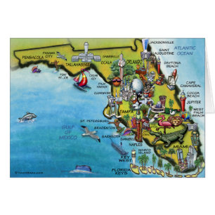 Cartão Mapa dos desenhos animados de Florida