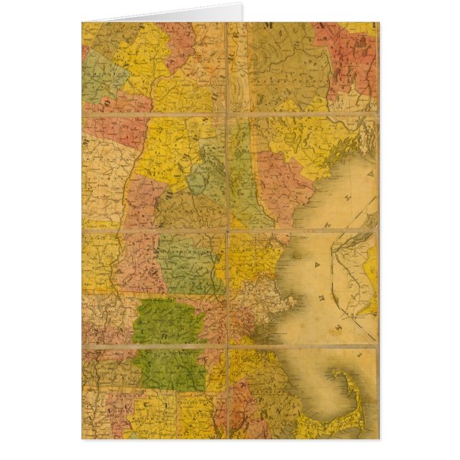 Cartão Mapa dos Estados da Nova Inglaterra (Frente)