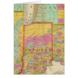 Cartão Mapa dos Estados de Ohio Indiana & Illinois