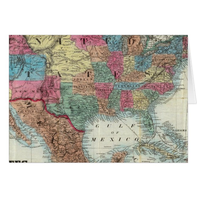 Cartão Mapa Dos Estados Unidos, Canadá E México (Frente Horizontal)