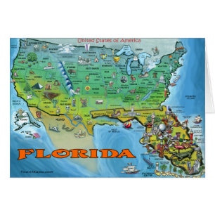 Cartão Mapa dos EUA na Flórida