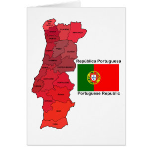 Cartão Mapa e bandeira de Portugal