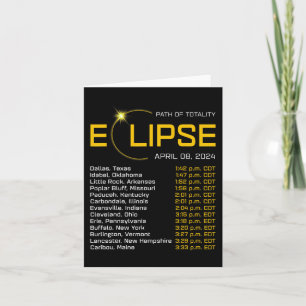 Cartão Mapa Eclipse Total do Mapa do Eclipse do Caminho d