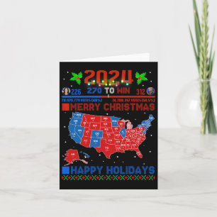 Cartão Mapa Eleitoral 2024 Merry Christmas Trump Landslid