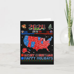 Cartão Mapa Eleitoral 2024 Merry Christmas Trump Landslid