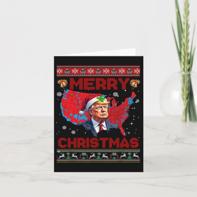 Cartão Mapa eleitoral de Trump Papais noeis de Natal Feli (Frente)