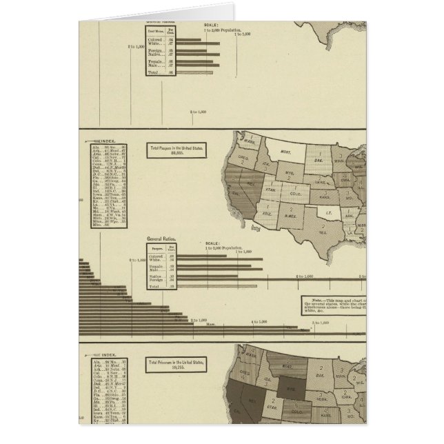 Cartão Mapa estatístico dos surdos, dos presos (Frente)