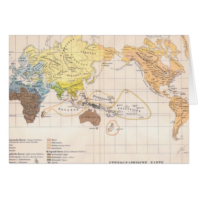 Cartão Mapa etnográfico do mundo (Frente Horizontal)