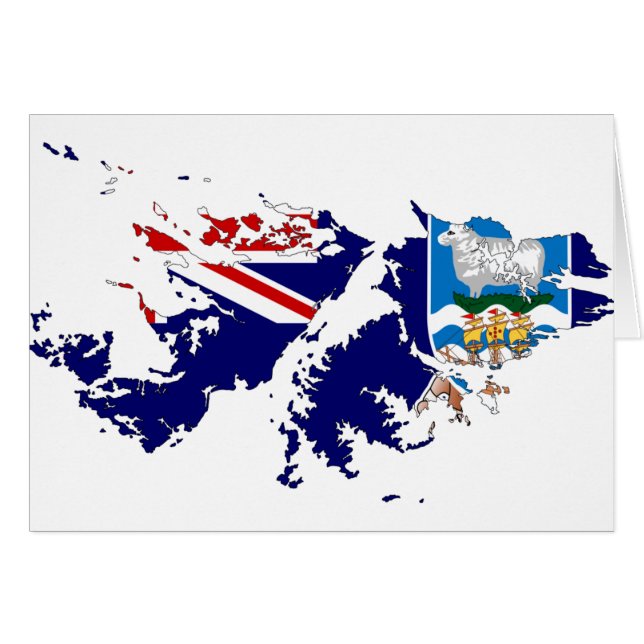 Cartão Mapa FK da bandeira de Ilhas Falkland (Malvinas) (Frente Horizontal)