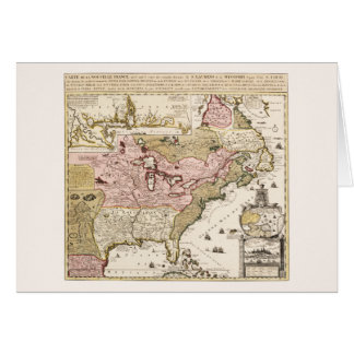 Cartão Mapa francês medieval de Quebec/Nova França na Amé