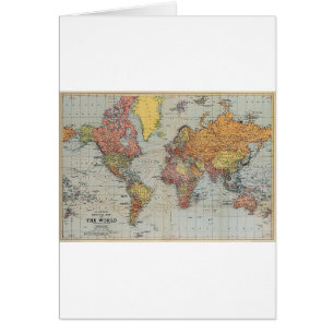 Cartão Mapa Geral Vintage do Mundo