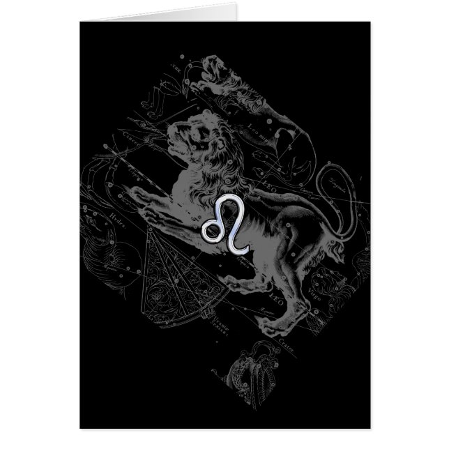 Cartão Mapa Hevelius 1690 do zodíaco de Leo do estilo do (Frente)