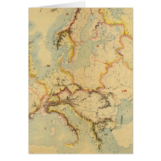 Cartão Mapa hidrográfico da Europa (Frente)