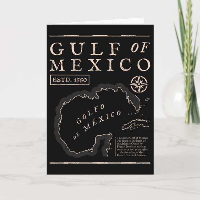 Cartão Mapa Histórico do Golfo do México de 1672  (Frente)