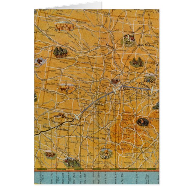 Cartão Mapa ilustrado da US Airways (Frente)