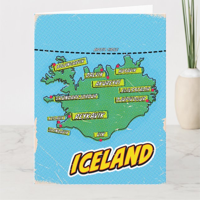 Cartão Mapa ilustrado de Nova York em estilo Pop Art (Frente)