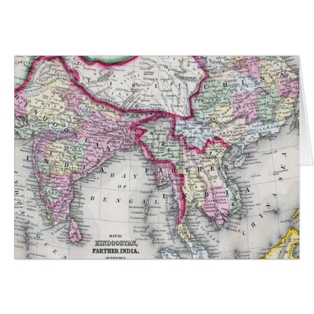 Cartão Mapa | India, Tibet, China & SE Ásia de Mitchell (Frente Horizontal)