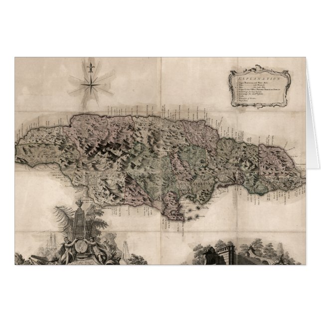 CARTÃO MAPA: JAMAICA, 1763 (Frente Horizontal)