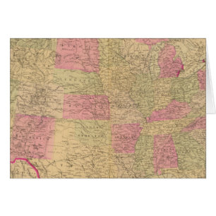 Cartão Mapa litográfico de cor manual dos Estados Unidos