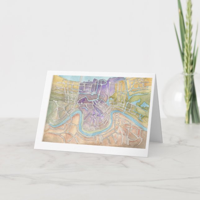 Cartão mapa mardi gras da NOLA (Frente)