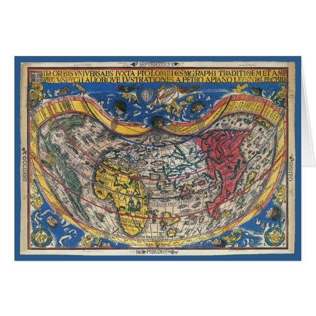 Cartão Mapa Mundial Anti-Cardíaco de Peter Apian 1520 (Frente Horizontal)
