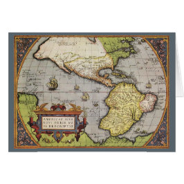 Cartão Mapa Mundial Antiquado das Américas, 1570