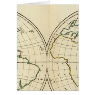 Cartão Mapa mundial com Latitude e longevidade