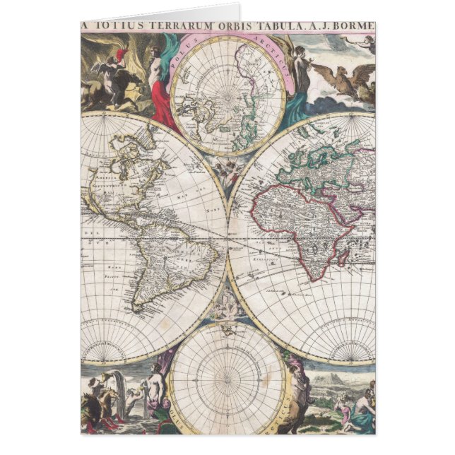 Cartão Mapa Mundial de Bormeester de 1685 (Frente)