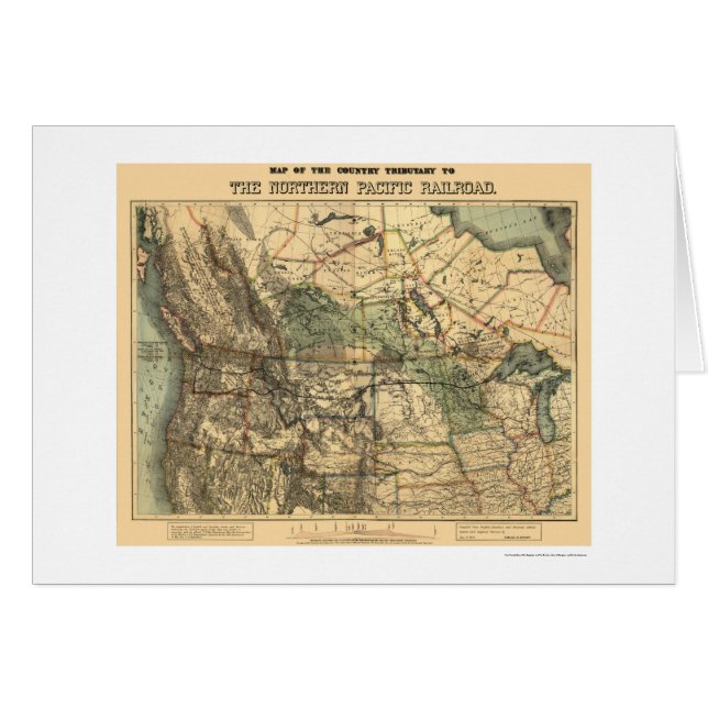 Cartão Mapa pacífico do norte 1871 da estrada de ferro (Frente Horizontal)