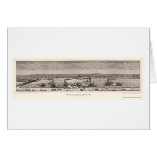Cartão Mapa panorâmico da ilha da rocha, IL - 1874