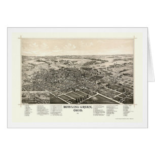 Cartão Mapa panorâmico de Bowling Green, OH - 1888