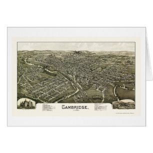 Cartão Mapa panorâmico de Cambridge, OH - 1897