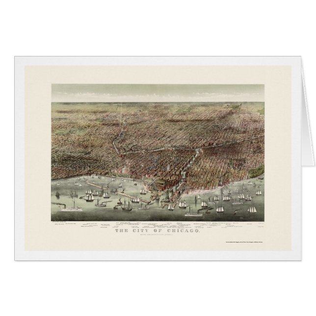 Cartão Mapa panorâmico de Chicago, IL - 1892b (Frente Horizontal)