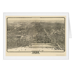 Cartão Mapa panorâmico de Chicago, IL - 1916