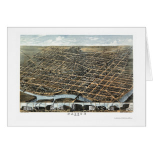 Cartão Mapa panorâmico de Dayton, OH - 1870