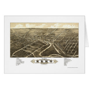 Cartão Mapa panorâmico de Kent, OH - 1882