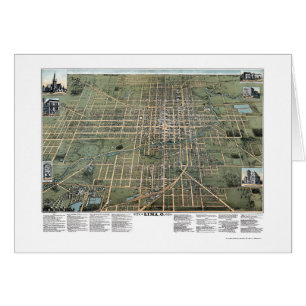 Cartão Mapa panorâmico de Lima, OH - 1892