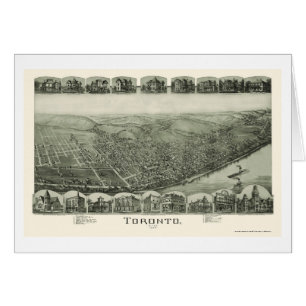 Cartão Mapa panorâmico de Toronto, OH - 1889