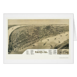 Cartão Mapa panorâmico do Cairo, IL - 1888