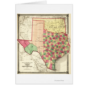 Cartão Mapa Panorâmico do Texas e da Índia