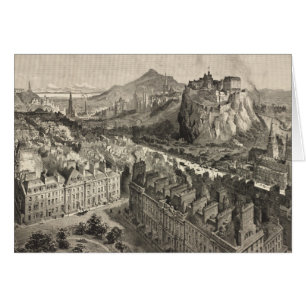 Cartão Mapa pictórico do vintage de Edimburgo Scotland