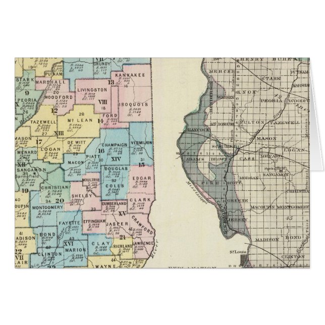 Cartão Mapa político de Illinois (Frente Horizontal)
