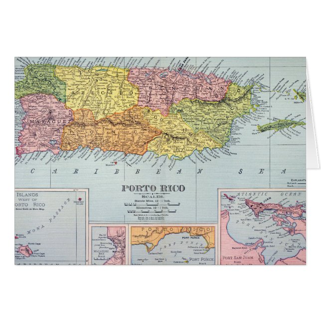 CARTÃO MAPA: PUERTO RICO, 1900 (Frente Horizontal)