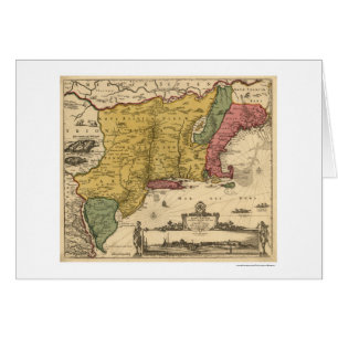 Cartão Mapa regional de Nova Inglaterra - 1685
