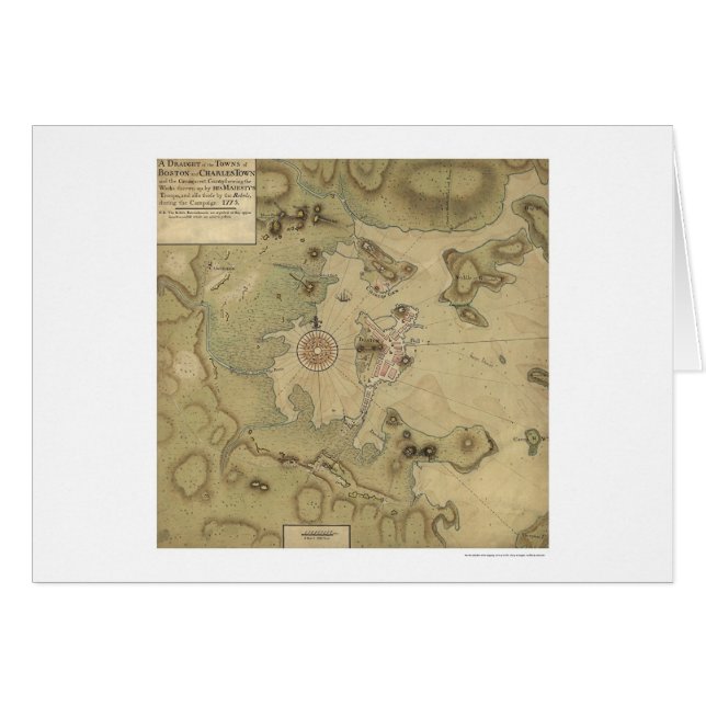 Cartão Mapa revolucionário da guerra - 1775 (Frente Horizontal)