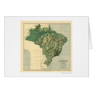 Cartão Mapa topográfico de Brasil pelos poços 1886